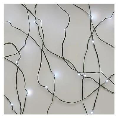 Abbildung von EMOS NANO Lichterkette kaltweiß für Innen und Außen (IP44), 7,5m lange LED Weihnachtslichterkette Partys, Weihnachten, 6 Stunden Timer Funktion, Netzteil Transformator, grünes Kabel