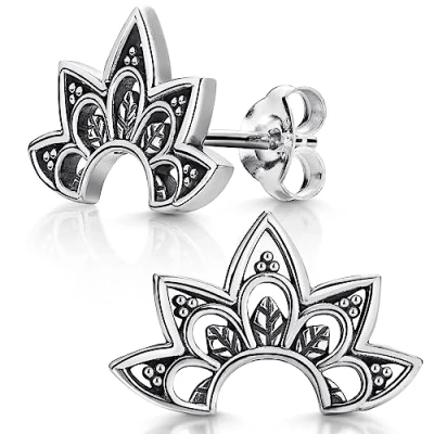 Abbildung von MATERIA by Matthias Wagner Ohrstecker Silber 925 Mandala Blume Boho Ohrringe Damen SO 301