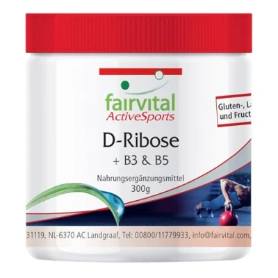 Abbildung von Fairvital D Ribose Pulver mit Vitamin B3 und B5 VEGAN 300g