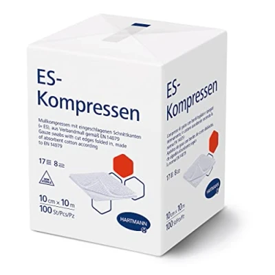 Abbildung von ES Kompressen unsteril 10 x 10cm 8 fach 100