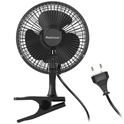 Abbildung von Pro Breeze Mini Ventilator mit Clip, 20 cm Durchmesser, 2 Geschwindigkeitsstufen, stabiler Clip leise, ideal als Tischventilator am Schreibtisch, für Growbox, Zuhause im Schlafzimmer