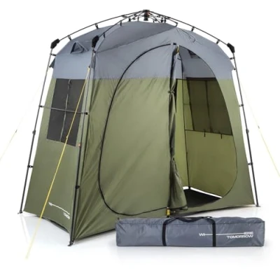 Abbildung von Lumaland Where Tomorrow Pop up Duschzelt für 2 Personen Campingtoilette und Umkleidekabine Outdoor &amp; Festival leicht wasserdicht Mobile Dusche mit Trennwand Wurfzelt Biwak