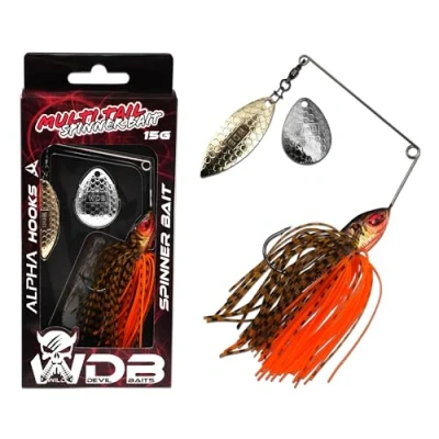Abbildung von Wild Devil Baits Multi Tail Spinnerbait Spinner Bait Kunstköder Spin Jig Angelköder Barsch Hecht Zander (UV Perch, 15g)