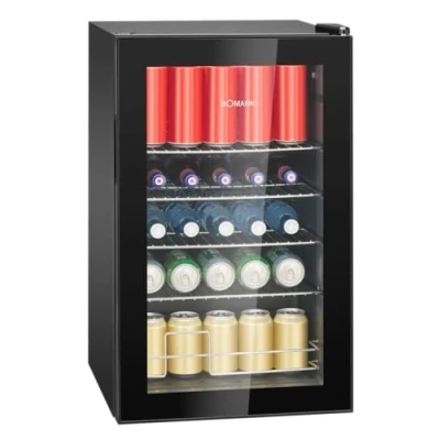 Abbildung von Bomann® Getränkekühlschrank 4 Ablagen extra leise Kühlschrank mit Glastür stufenlose Temperaturregelung Flaschenkühlschrank 63L Mini Getränke KSG 7287