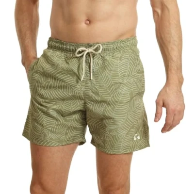 Abbildung von RIPT Herren Essentials Quick Dry UV 50 Sonnenschutz Badehose Badeshorts, Khakifarbener Blattdruck, XL