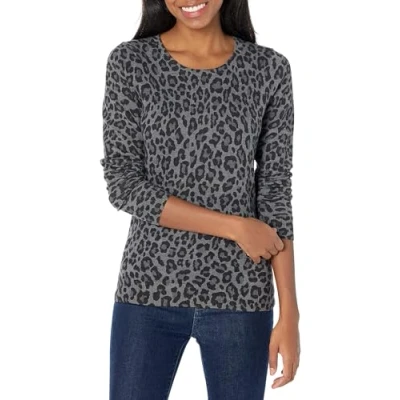 Abbildung von Amazon Essentials Damen Leichter, Langärmeliger Pullover Mit Rundhalsausschnitt (Erhältlich in Übergröße), Grau Gepardenaufdruck, L