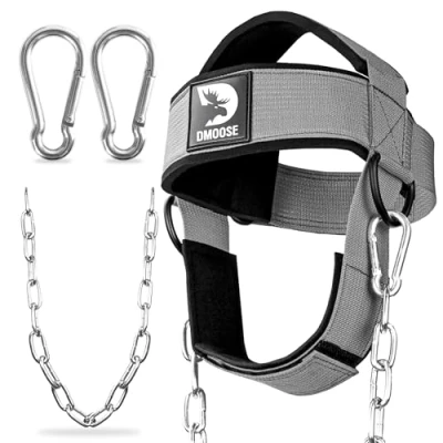 Abbildung von DMoose nackentrainer zum Gewichtheben nackenstrecker mit 30 Zoll schwerer Stahlkette hals training zur Unterstützung der Genesung nach Verletzungen nacken trainingsgerät