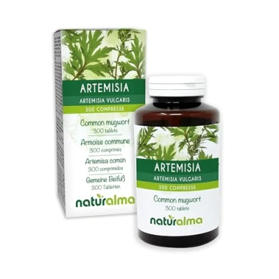 Abbildung von Gemeine Beifuß (Artemisia vulgaris) Kraut mit Blüten Naturalma 150 g 300 Tabletten Nahrungsergänzungsmittel Natürlich und Vegan