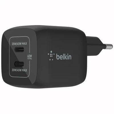 Abbildung von Boost↑Charge GaN Pro Adapter 2 poorts USB C 45W von Belkin Schwarz Kunststoff