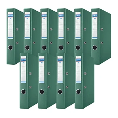 Abbildung von DONAU Premium Ordner Schmal 10er Pack/DIN A4 / 5 cm 10 Stück/Grün/Kunststoffbezug PP/Carton Papier Schlitzordner Büroordner Aktenordner Ringordner/Grünen Punkt