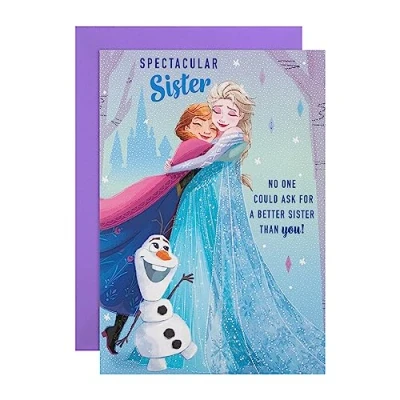 Abbildung von Hallmark Geburtstagskarte für Schwester Disney Frozen Design mit Aktivität