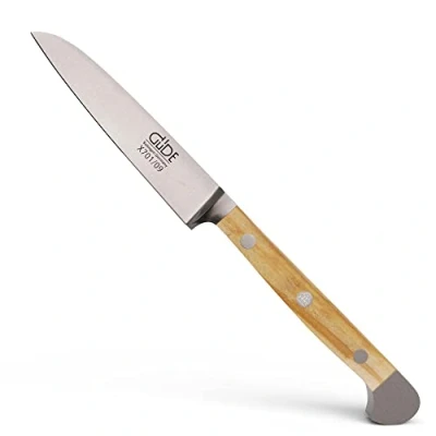 Abbildung von GÜDE Solingen Gemüsemesser geschmiedet, 9 cm, Olivenholz, ALPHA OLIVE, Doppelkropf, Handmade Germany