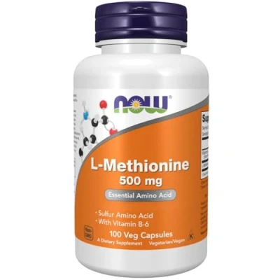 Abbildung von Now Foods, L Methionin, 500 mg, 100 Kapseln, Laborgeprüft, Aminosäure, Vitamin B6, Glutenfrei, Sojafrei, Ohne Gentechnik