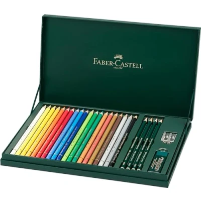 Abbildung von FABER CASTELL 210051 Geschenkset Mixed Media Polychromos, 20 Stifte mit Zubehör, bunt