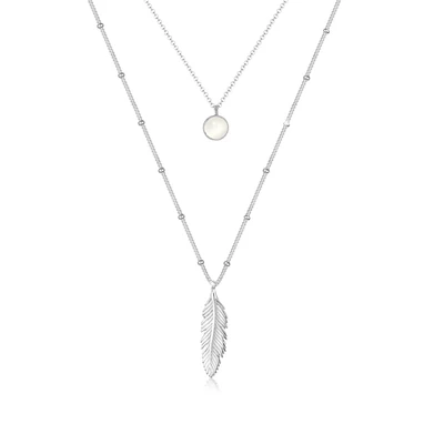 Abbildung von Elli Feather Layer LOOK Halskette, Damen, Größe: 45, Silver coloured