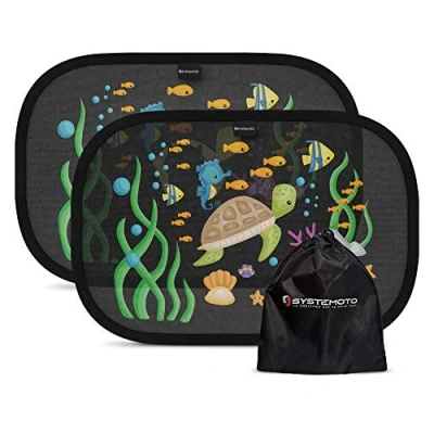 Abbildung von Systemoto Auto Sonnenschutz Baby mit UV Schutz (2er Set) Autofenster für Kinder süßen Tier Motiven (Sea Life)