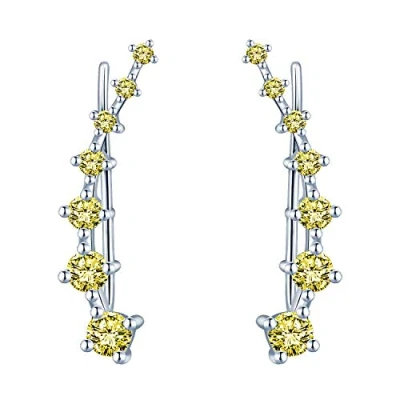 Abbildung von Yumilok Damen Knorpel Schmuck Ohrklemme Ohrringe Ohrstecker Ohrclip Piercing 925 Sterling Silber Zirkonia für Mädchen gelb