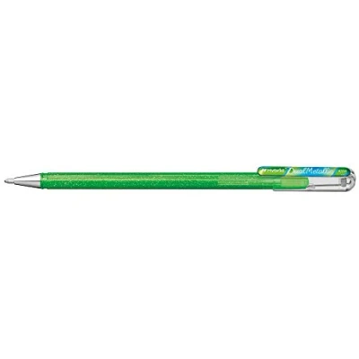 Abbildung von Pentel K110 DMKX Hybrid Dual Metallic Gelroller Glitzer Gel Schreibfarbe hellgrün/metallic blau &amp; rot, Strichstärke 0,5mm, 1 Stück