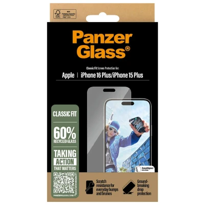 Abbildung von Apple iPhone 16 Plus Panzerglas PanzerGlass Anti Bacterial Displayschutzfolie Antibakterieller Screen Protector für das