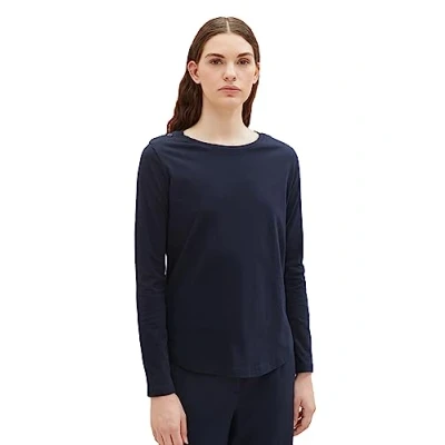 Abbildung von TOM TAILOR Denim Damen 1039796 Basic Langarmshirt, 10668 sky Captain Blue, M