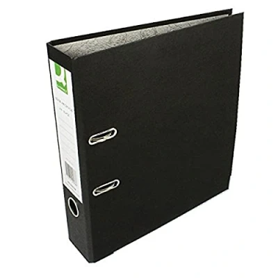 Abbildung von Q Connect KF20038 Ordner A4, Pappkern mit Papierbezug, 10er pack, schwarz