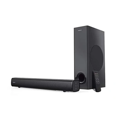 Abbildung von CREATIVE Stage 2.1 Kanal Soundbar mit Subwoofer für TV, Computer und Ultrawidebildschirme, Bluetooth/Optischer Eingang/TV ARC/AUX Eingang, Fernbedienung Wandmontage Kit, Schwarz