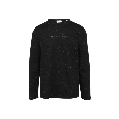 Abbildung von s.Oliver Meliertes MIT LOGO Langarmshirt, Herren, Größe: XL, Schwarz