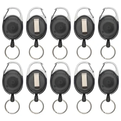 Abbildung von 10 Stück Skipasshalter schwarz transparent mit Schlüsselring, Ausweishalter, Ausweisjojo, Skipassjojo, Yoyo
