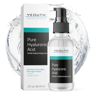 Abbildung von YEOUTH Hyaluronsäure Serum Gesicht 100%, Hyaluron für Alle Hauttypen, Anti Aging Serum, Pure Hyaluronic Acid Face Feuchtigkeits 60ml