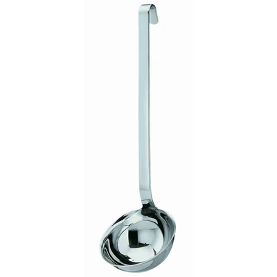 Abbildung von RÖSLE Haken Schöpflöffel, Hochwertige Schöpfkelle mit Hakengriff, Edelstahl 18/10, 9 cm, spülmaschinengeeignet, Silberfarben
