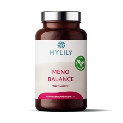 Abbildung von MYLILY® Meno Balance Kapseln für die Wechseljahre I Macawurzel, Vitamin B6 &amp; Folsäure 100% VEGAN PFLANZLICH hormonfreie Menopause Vitamine Hormonumstellung 90