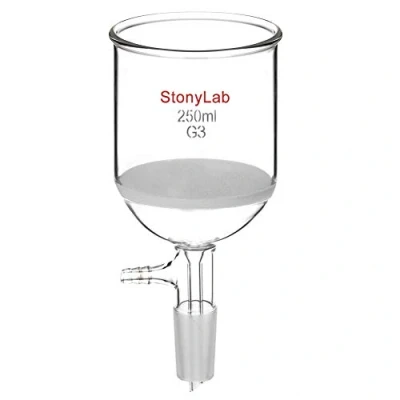 Abbildung von StonyLab Glas Buchner Trichter Filter, Borosilicatglas Vakuum Filtertrichter mit Feiner Fritte(G3), 76mm Scheibendurchmesser, 80mm Tiefe, 24/40 Standard Taper Innengelenk 250ml