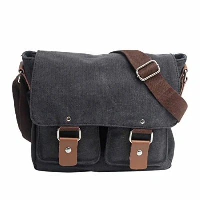 Abbildung von Neuleben Kameratasche Schultertasche mit abnehmbarem Kamerafach Vintage klein Umhängetasche Canvas für Damen/Herren (Schwarz)