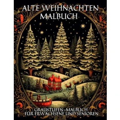 Abbildung von Alte Weihnachten Malbuch Für Erwachsene und Senioren: Graustufen Vintage Weihnachts designs, Winter landschaften, Landhäuser gemütliche Innenräume
