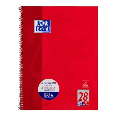 Abbildung von Oxford Collegeblock A4 kariert, mit Doppelrand, 80 Blatt, rot, 1 Stück