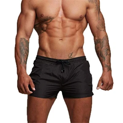 Abbildung von TMEOG Badeshorts für Herren, Badehosen Kurz Badehose Männer Schwimmhose Boxer Badepants Wassersport Kurze Hose Schnelltrocknend Schwimmshorts mit Reissverschluss(Schwarz)