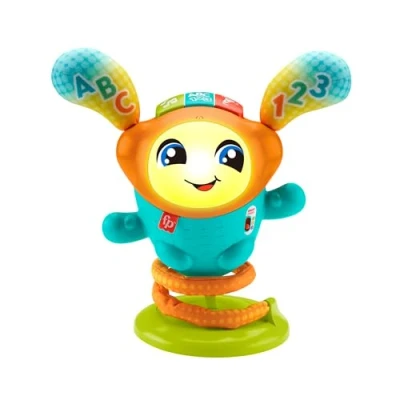Abbildung von Fisher Price, DJ Hüpfi, DEUTSCHE Version, interaktives Lern Spielzeug zum Tanzen, Bewegen und Hüpfen, mit Musik Federung, Babyspielzeug für Kinder ab 9 Monaten, HJP94