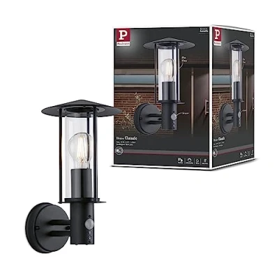 Abbildung von Paulmann Außen Wandleuchte »Classic IP44 173mmmax. 15W 230V Dunkelgrau Metall, Glas«, 1 flammig, Leuchtmittel E27 ohne Leuchtmittel, Bewegungsmelder