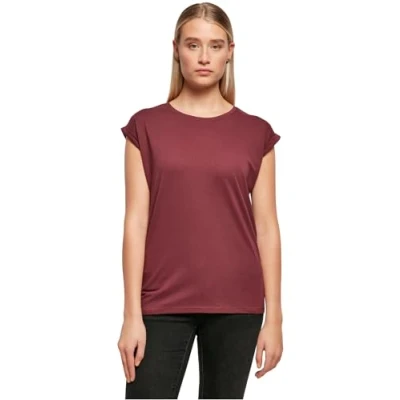 Abbildung von Build Your Brand Damen T Shirt Ladies Extended Shoulder Tee, lang geschnittenes für Frauen, Baumwolle, Cherry, M
