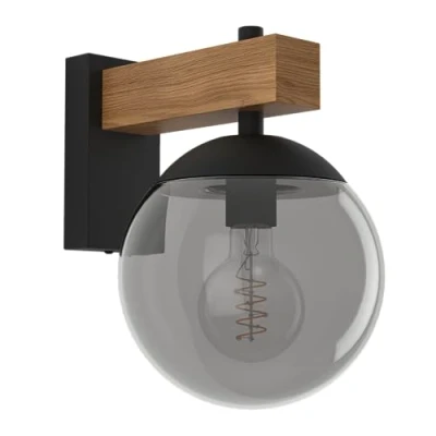 Abbildung von Eglo 900671 Wandleuchte BUFALATA Stahl schwarz, braun E27 IP44 1X40W L:20cm H:29cm dimmbar