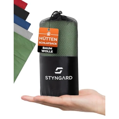 Abbildung von STYNGARD 2in1 Hüttenschlafsack Baumwolle Leicht Dünnes Schlafsack Inlett (100%) Reiseschlafsack kleines Packmaß und weicher Komfort Modell Valencia