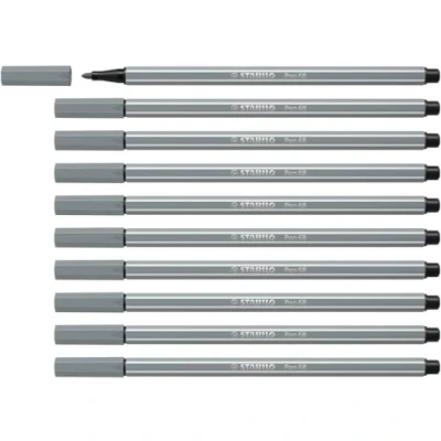 Abbildung von Premium Filzstift STABILO Pen 68 10er Pack mittelgrau