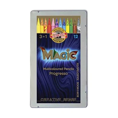 Abbildung von MAGIC 12 Stück Vollminen Farbstifte Künstler Mehrfarbstifte Metallbox Set Christmas von KOH I Noor Geschenkset