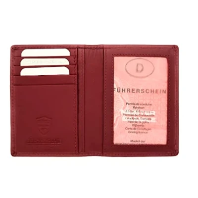 Abbildung von Lemasi Leder Ausweishülle Etui Ausweisetui Hülle Kreditkartenetui mit RFID Schutz Nappaleder rot