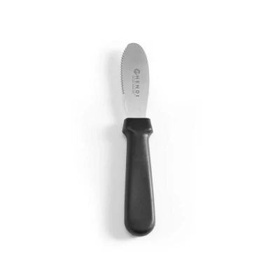 Abbildung von HENDI Streichmesser 8,5 cm Wellenschliff Edelstahl Klinge Länge: 21 PP Griff schwarz, Aufstrichmesser Buttermesser