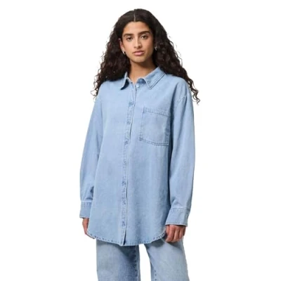 Abbildung von Pieces Pcmaisie Hemdbluse, Damen, Größe: XS, Light blue denim