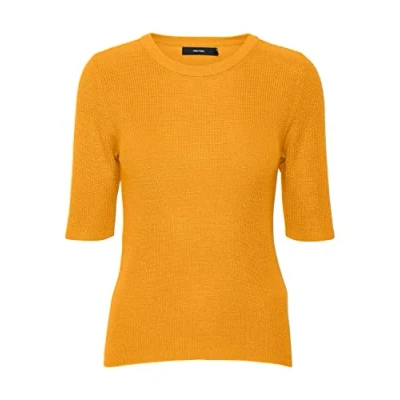 Abbildung von Vero Moda Women&#039;s VMNEWLEXSUN 2/4 Tight O Neck BLOU GA REP Pullover, Radiant Yellow, S