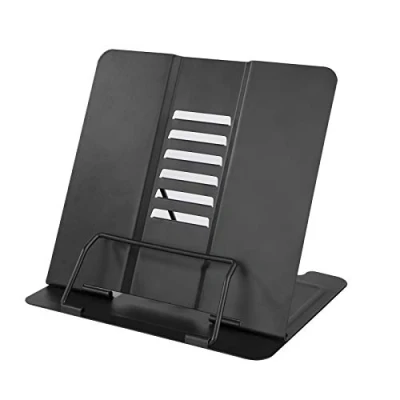 Abbildung von Leseständer aus Metall Kochbuchhalter Bücherständer 6 Stufen verstellbar, Rutschfest Book Stand für Lesen, Küche, Büro, Anzeige Gestelle Rezept, Lehrbuch, Dokument, Musikbuch (Schwarz)