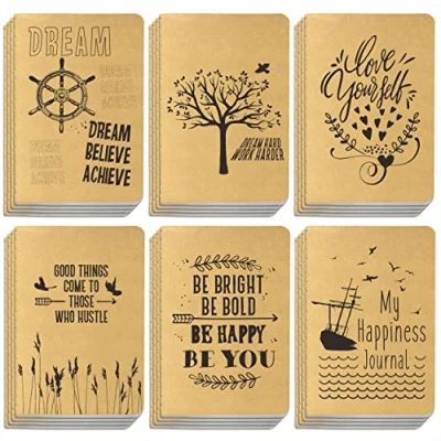 Abbildung von Vantasii 24er Pack Notizbücher aus Kraftpapier; unliniert; in 6 Designs; als Taschennotizbuch für das Büro, Zuhause, die Schule oder Geschäft (80 Seiten, 10 x 14,5 cm)