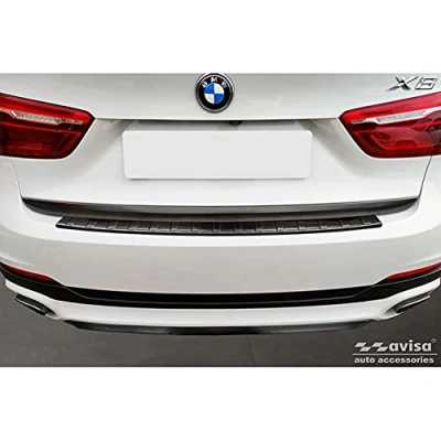 Abbildung von Avisa Schwarz Edelstahl Heckstoßstangenschutz kompatibel mit BMW X6 F16 2014 2019 &#039;Ribs&#039; exkl. M Paket